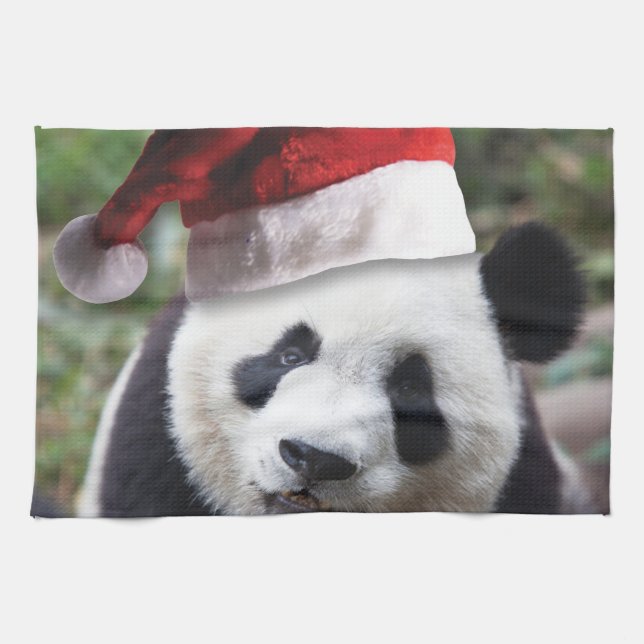 Linge De Cuisine Ours panda de Noël (Horizontal)