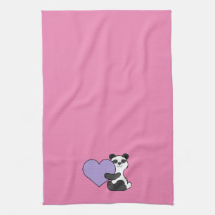 Linge De Cuisine Ours panda de Saint-Valentin avec le coeur