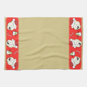 Linge De Cuisine Ours polaire de Noël Or