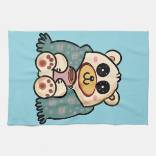 Linge De Cuisine Ours polaire personnalisé avec café   Art mignon d