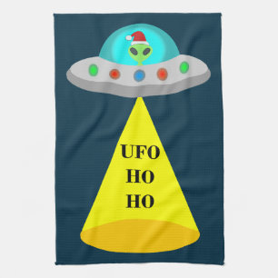 Linge De Cuisine OVNI de Noël Ho Ho Alien soucoupe volante