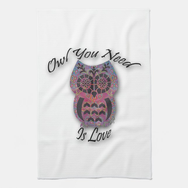 Linge De Cuisine Owl Vous Avez Besoin De L'Amour, Owl Kitchen Servi (Vertical)