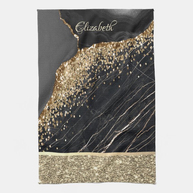 Linge De Cuisine Paillettes de glitter doré élégant et stylé sur ma (Vertical)