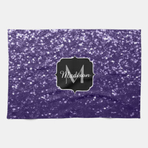 Linge De Cuisine Paillettes de violet ultra foncé en monogramme