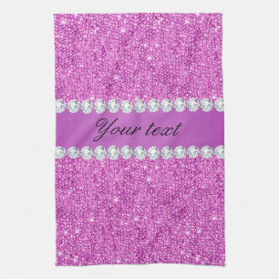 Linge De Cuisine Paillettes pourpres chics et diamants de Faux