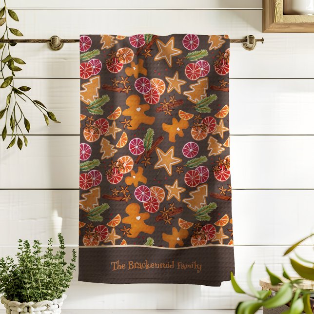 Linge De Cuisine Pain d'épices Citrus épices Noël Ajouter Nom de fa (Créateur téléchargé)