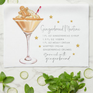 Linge De Cuisine Pain d'épices de Noël Martini Recette Aquarelle