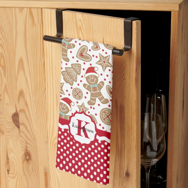 Linge De Cuisine Pain d'épices monogramme Noël de l'homme (Pliage en tiers)