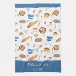 Linge De Cuisine Pain et boulangerie personnalisés Motif d'aquarell