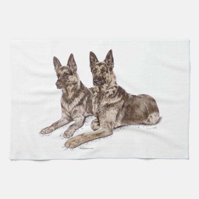 Linge De Cuisine Paire de chiens bergers allemands (Horizontal)