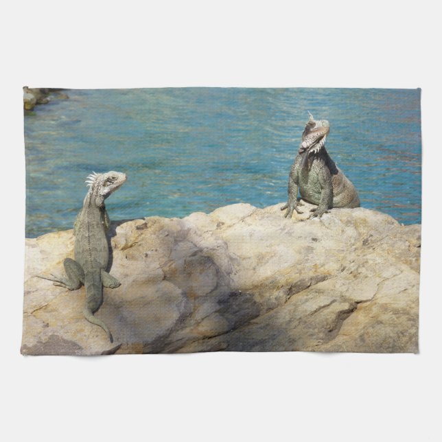 Linge De Cuisine Paire de Iguanas Photographie de la faune tropical (Horizontal)