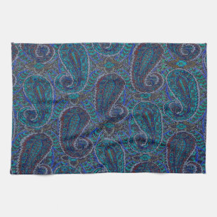 Linge De Cuisine Paisley Blue Indian Boho Motif