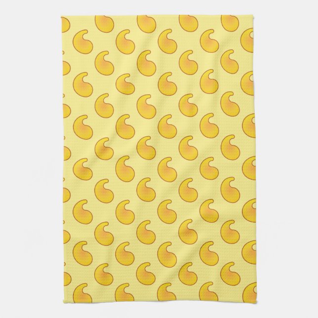 Linge De Cuisine Paisley jaune or et banane (Vertical)