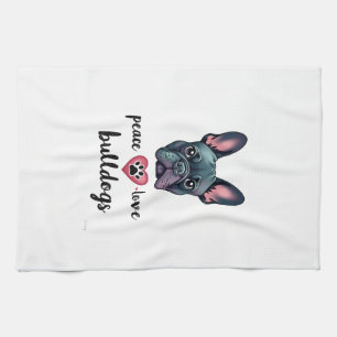 Linge De Cuisine Paix Amour Bouledogues Galaxie Vintage Bouledogue 