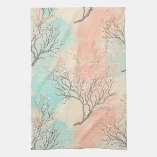 Linge De Cuisine Palette de plage sophistiquée avec corail et vague