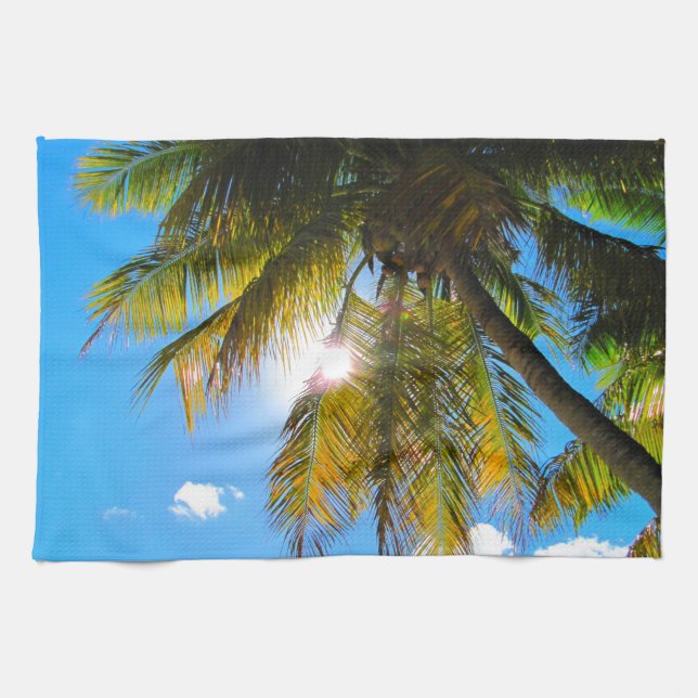 Linge De Cuisine Palm Paradise Ciel Bleu Soleil (Horizontal)