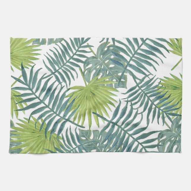 Linge De Cuisine Palm Tree Fronds Peinture hawaïenne (Horizontal)