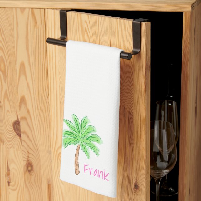 Linge De Cuisine Palmier Preppy Personnalisé (Pliage en tiers)