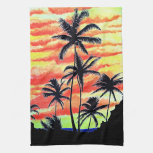 Linge De Cuisine Palmiers de Coco-Coques Couchés De Soleil Hawaïen