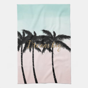 Linge De Cuisine Palmiers tropicaux Pink Mint Ombre rêve d'or grand