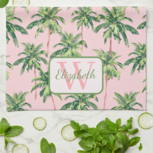Linge De Cuisine Palmiers tropicaux sur rose Personnalisé