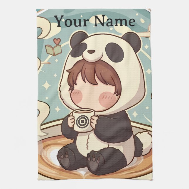 Linge De Cuisine  Panda Brew Absorbent Kitchen Dish Towel (Vertical)