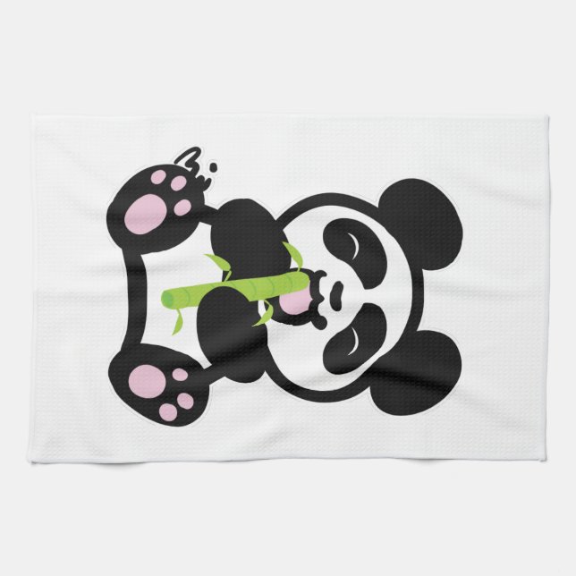 Linge De Cuisine Panda heureux (Horizontal)