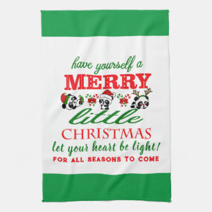 Linge De Cuisine Pandas de Noël personnalisés