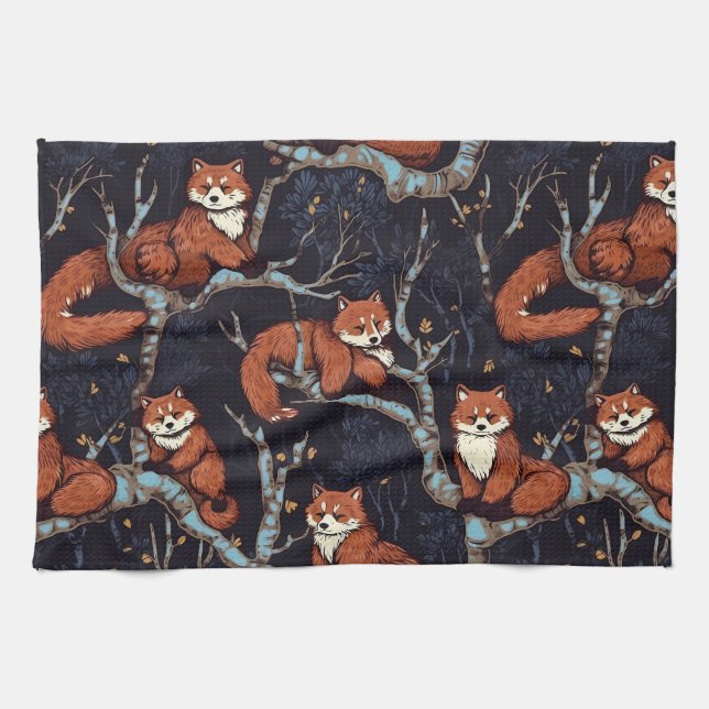 Linge De Cuisine Pandas rouges dans les arbres (Horizontal)