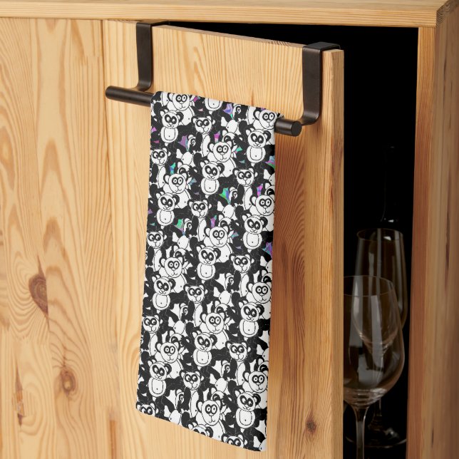 Linge De Cuisine Pandas sur violet (Pliage en tiers)