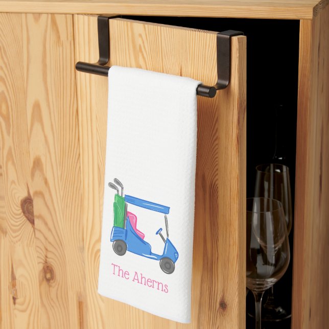 Linge De Cuisine Panier de golf personnalisé bleu Preppy (Pliage en tiers)