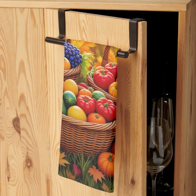 Linge De Cuisine Paniers de récolte, orange d'automne, (Pliage en tiers)