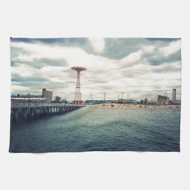 Linge De Cuisine Panorama sur la plage de Coney Island (Horizontal)