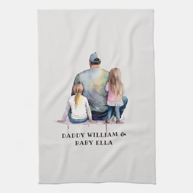 Linge De Cuisine Papa et filles personnalisées (9) (Vertical)