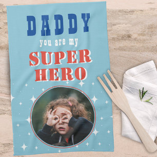 Linge De Cuisine Papa ma Superhero Fête des pères photo amusante
