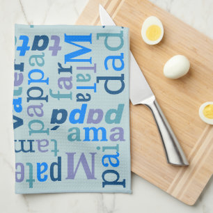 Linge De Cuisine Papa Typographie Mot Bleu Collage Art BBQ Pub