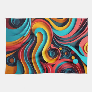 Linge De Cuisine Papercut Vagues colorées
