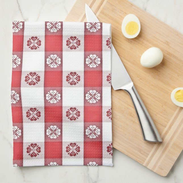 Linge De Cuisine Papier blanc rouge italien à nappes (Quart Plié)