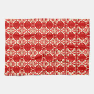 Linge De Cuisine Papier peint Art Déco motif - rouge et blanc
