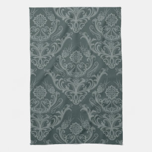 Linge De Cuisine Papier peint floral vert de luxe de damassé