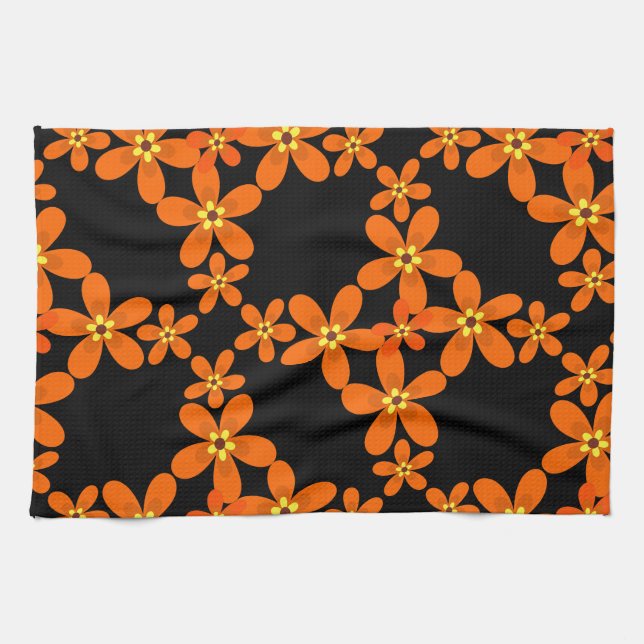 Linge De Cuisine papier peint rétro orange 1970 (Horizontal)