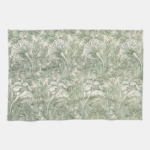 Linge De Cuisine Papier peint tulipe classique vert de William Morr