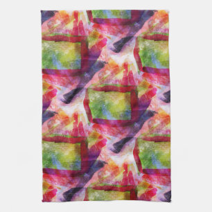 Linge De Cuisine Papier peint vert et rouge abstrait