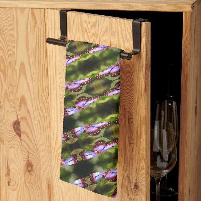 Linge De Cuisine Papillon bleu - Gros plan Motif de la nature (Pliage en tiers)