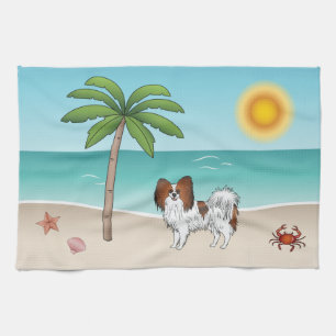 Linge De Cuisine Papillon couleur sable rouge sur une plage tropica