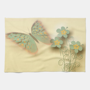 Linge De Cuisine Papillon et fleurs de fantaisie