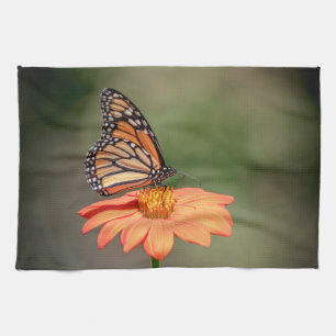 Linge De Cuisine Papillon Monarque sur une fleur d'orange