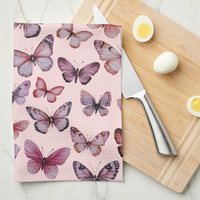 Linge De Cuisine Papillon Motif Aquarelle Élégant Joli Cadeau (Quart Plié)