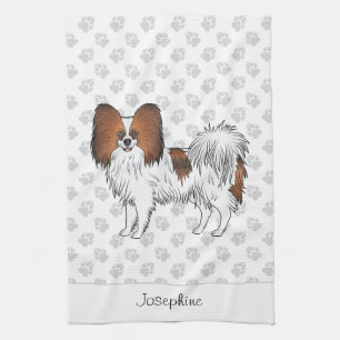 Linge De Cuisine Papillon Rouge Sable Chien Avec Pattes Et Texte