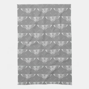 Linge De Cuisine Papillon stylisé d'art déco, nuances de gris/de